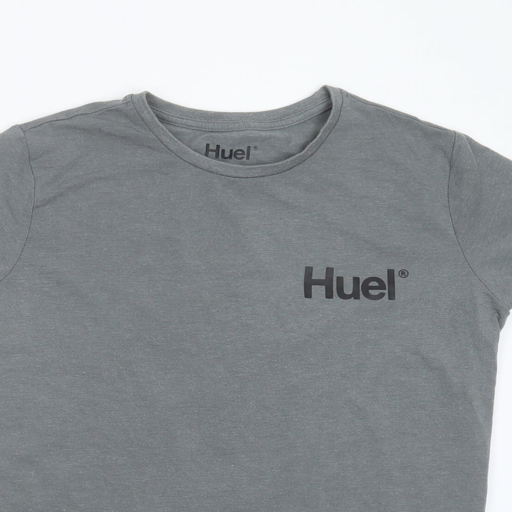 HUEL Womens Grey  Cotton Basic T-Shirt Size M Round Neck