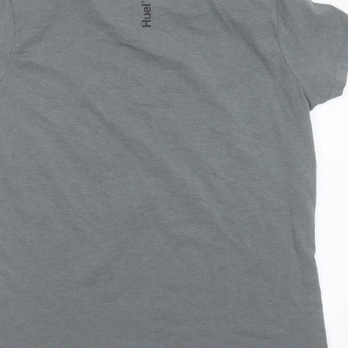 HUEL Womens Grey  Cotton Basic T-Shirt Size M Round Neck
