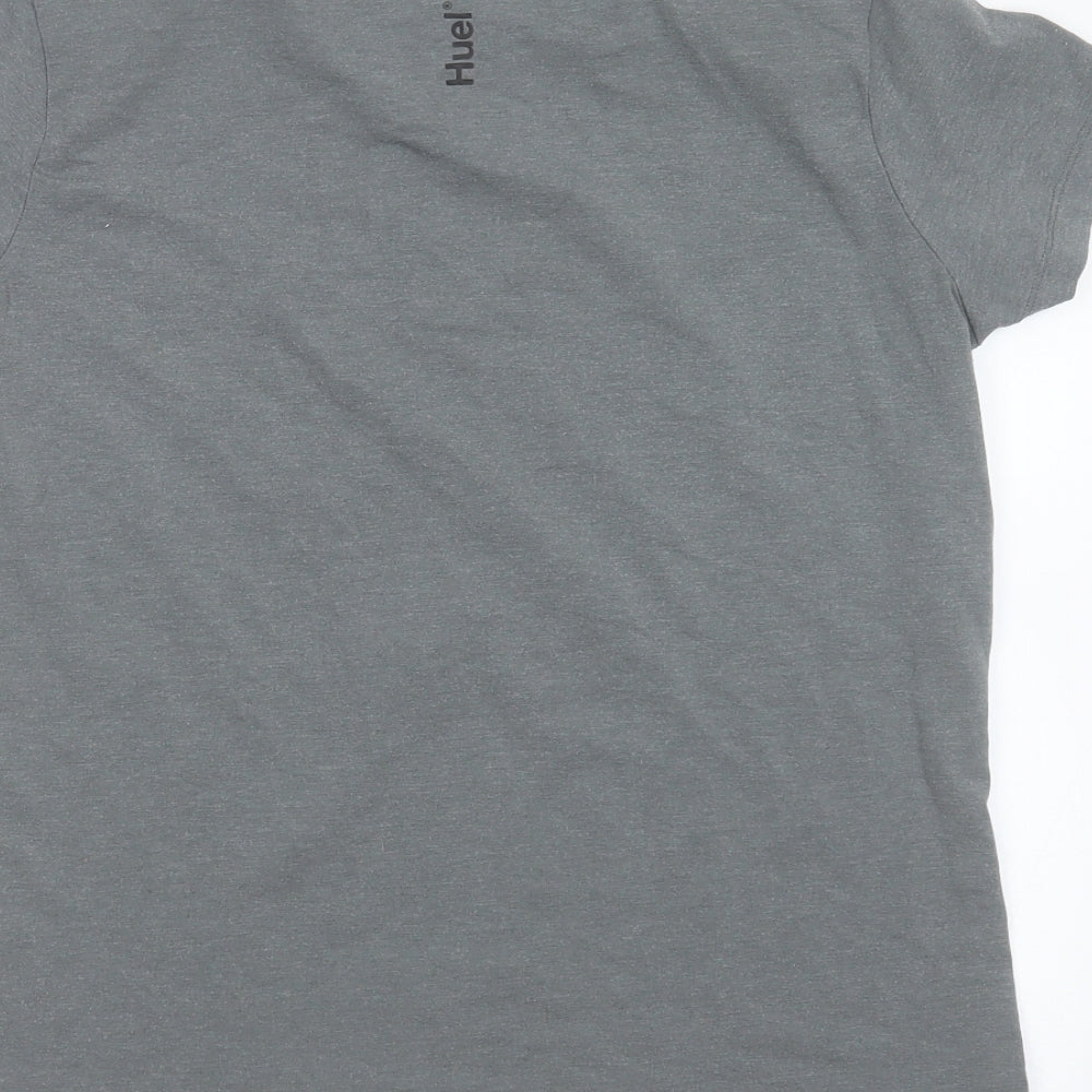 HUEL Womens Grey  Cotton Basic T-Shirt Size M Round Neck