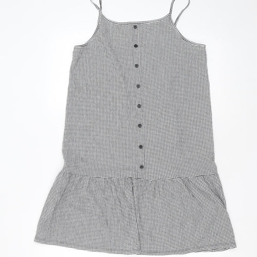 Primark Girls Black Check Polyester Trapeze & Swing  Size 14-15 Years  Round Neck