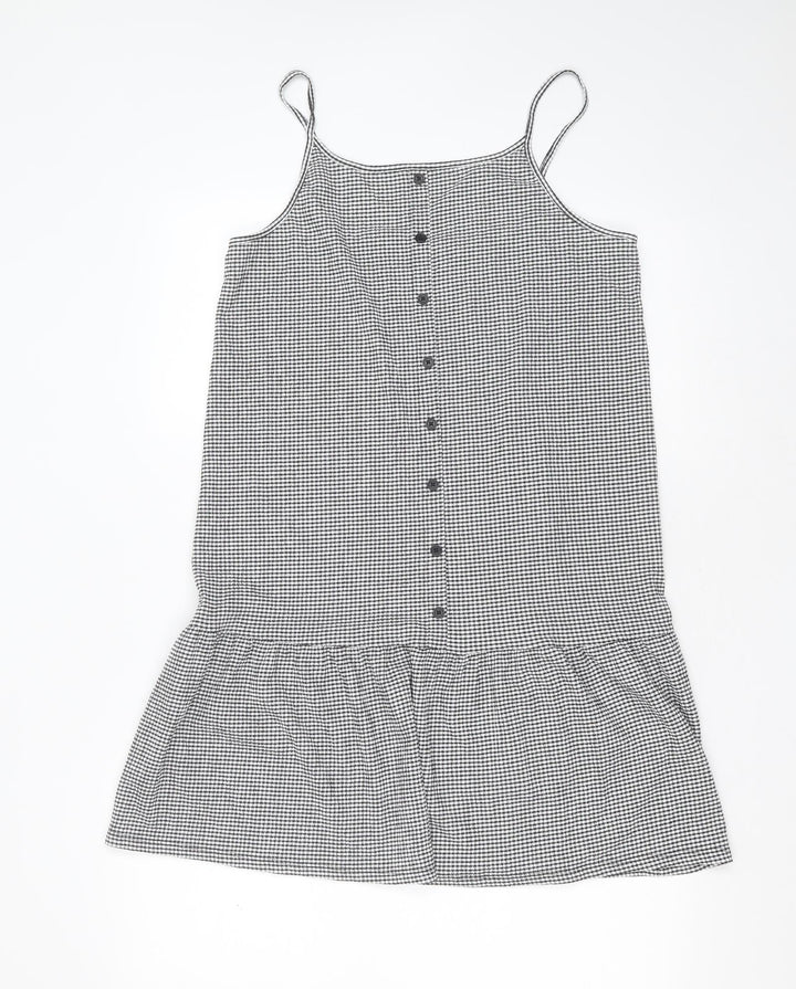 Primark Girls Black Check Polyester Trapeze & Swing  Size 14-15 Years  Round Neck
