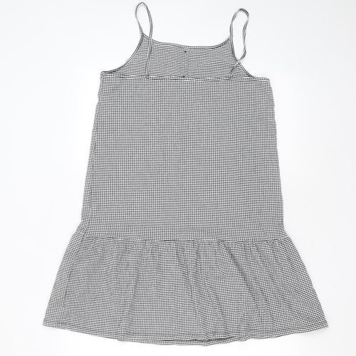 Primark Girls Black Check Polyester Trapeze & Swing  Size 14-15 Years  Round Neck