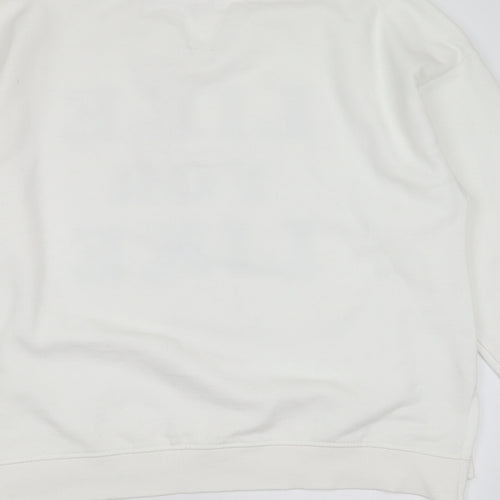Bershka Womens White  Cotton Blend Pullover Sweatshirt Size L   - like for like
