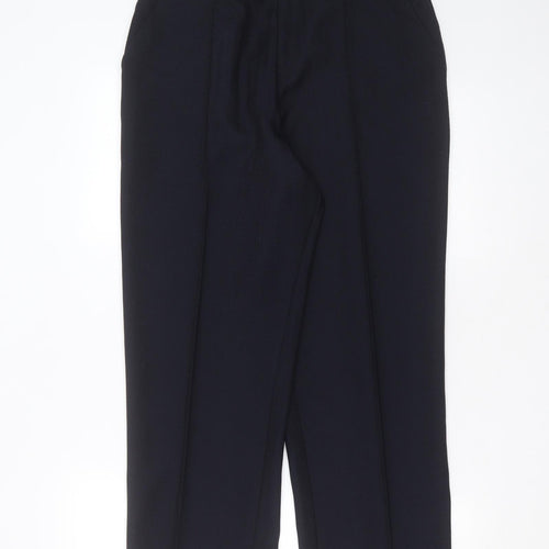 Marks and Spencer Womens Blue Herringbone Polyester Trousers  Size 14 L26 in Regular  - short Leg