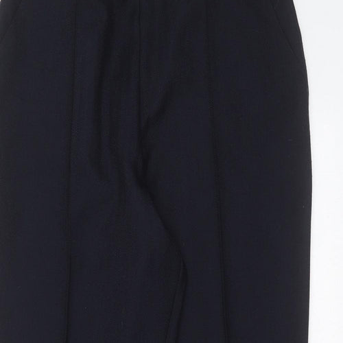 Marks and Spencer Womens Blue Herringbone Polyester Trousers  Size 14 L26 in Regular  - short Leg