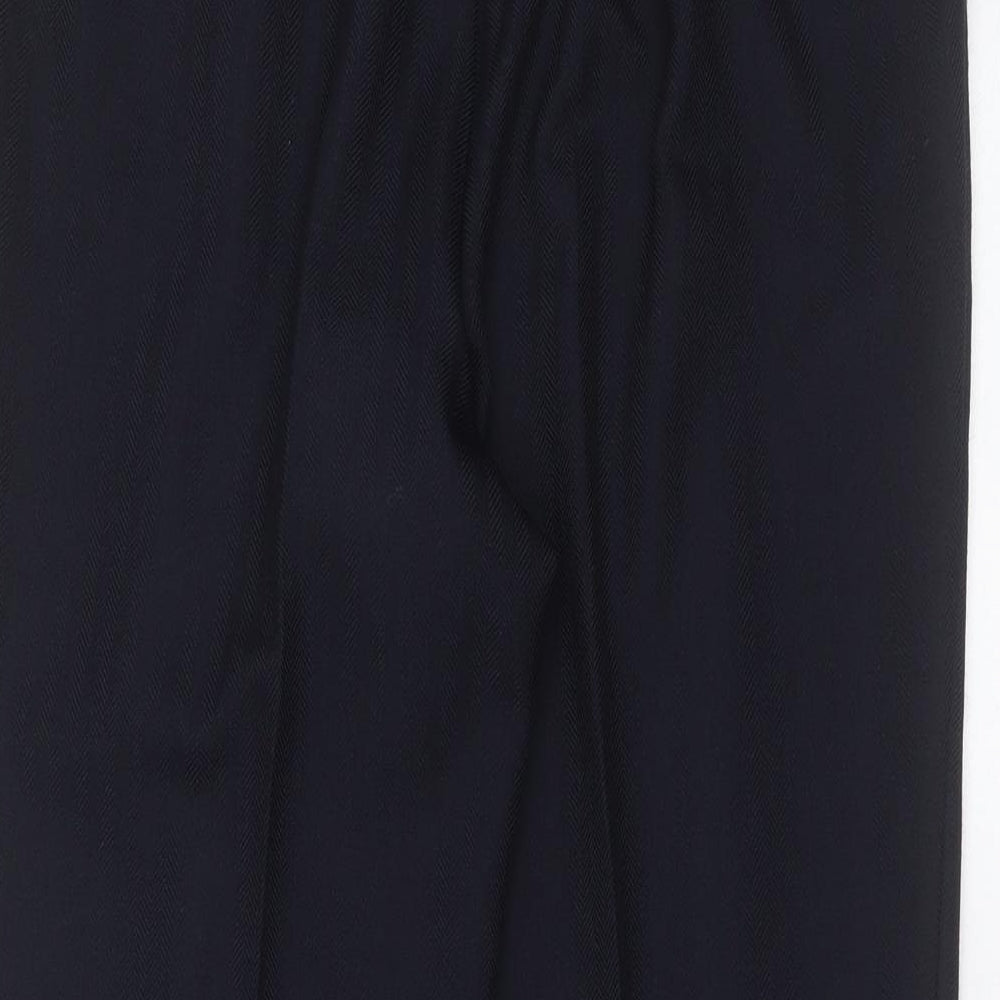 Marks and Spencer Womens Blue Herringbone Polyester Trousers  Size 14 L26 in Regular  - short Leg