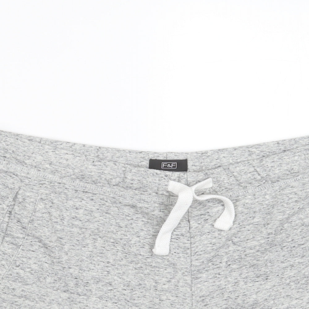 F&F Womens Grey  Cotton Hot Pants Shorts Size 12  Regular  - Lets get Physical