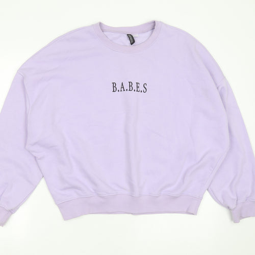 Divided by H&M Womens Purple  Cotton Pullover Sweatshirt Size L   - babes