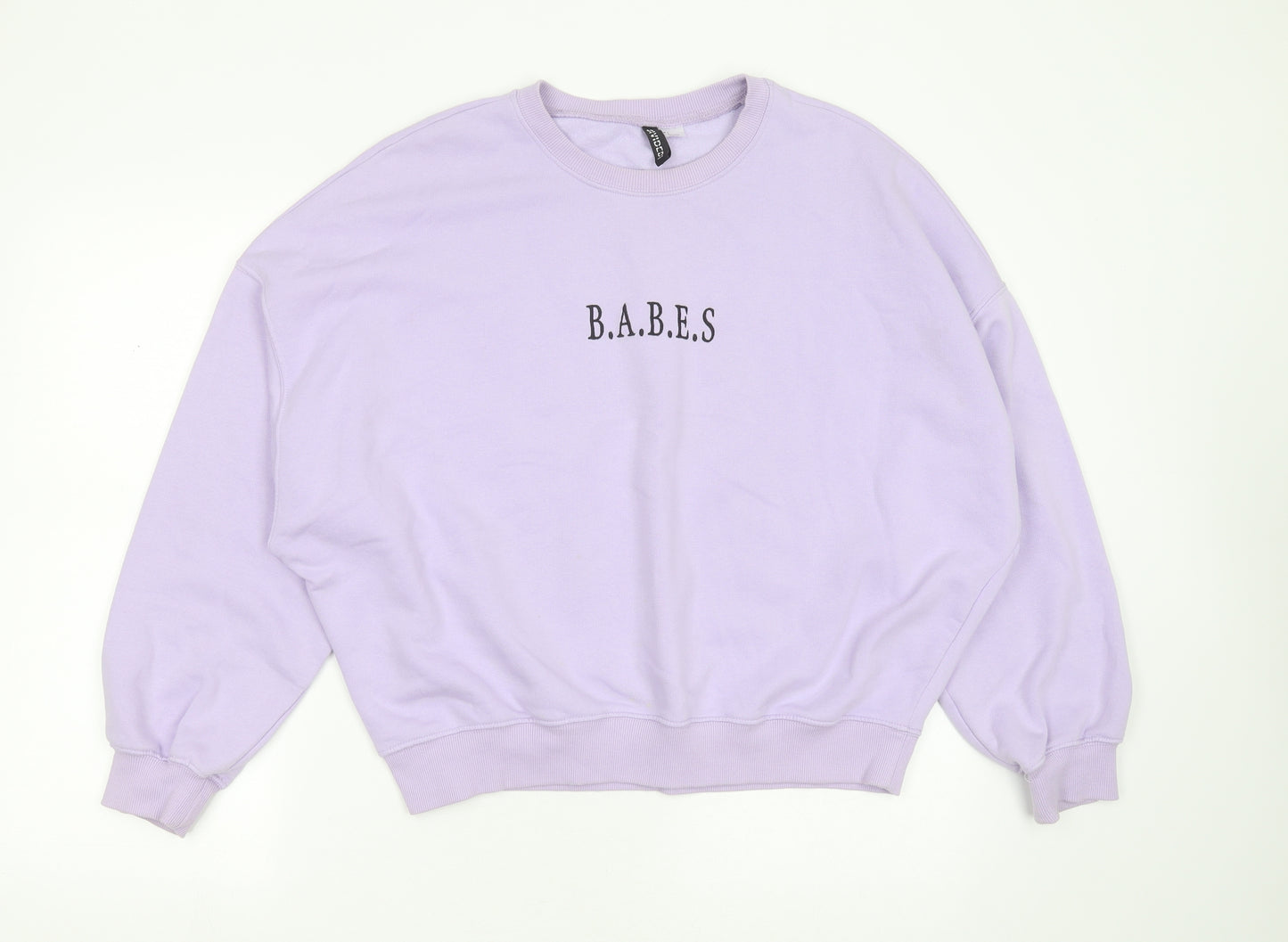 Divided by H&M Womens Purple  Cotton Pullover Sweatshirt Size L   - babes