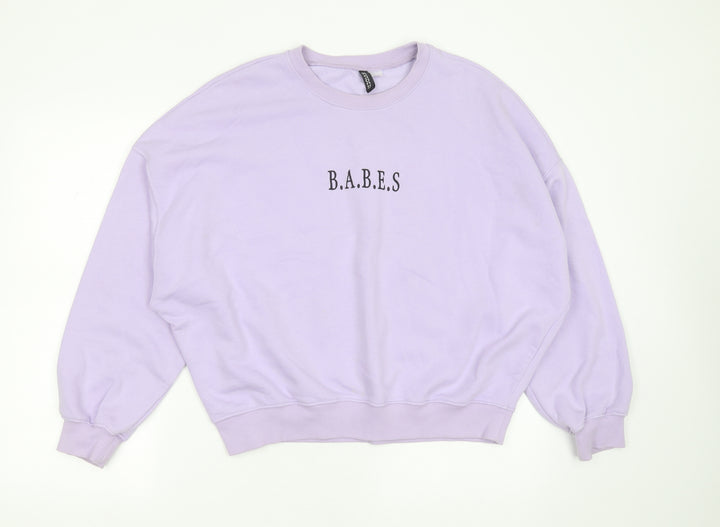 Divided by H&M Womens Purple  Cotton Pullover Sweatshirt Size L   - babes