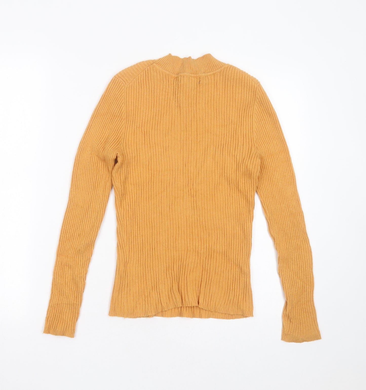 Primark Womens Orange Round Neck Striped Viscose Pullover Jumper Size S