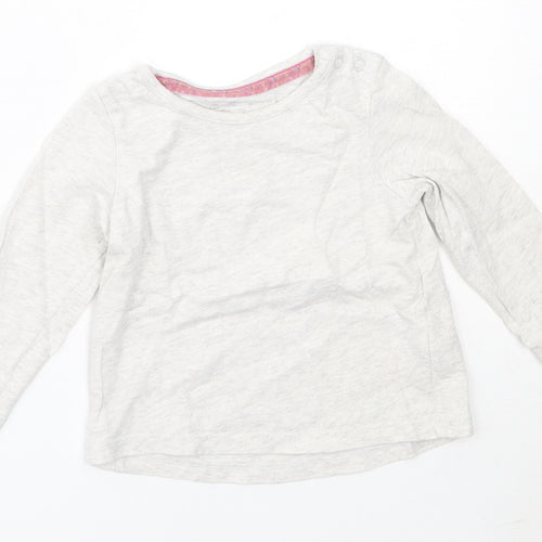 F&F Girls Grey  Cotton Basic T-Shirt Size 6-9 Months Round Neck