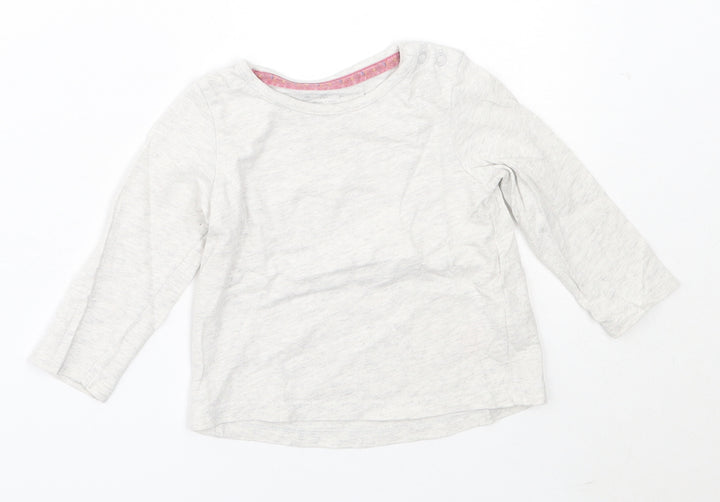 F&F Girls Grey  Cotton Basic T-Shirt Size 6-9 Months Round Neck