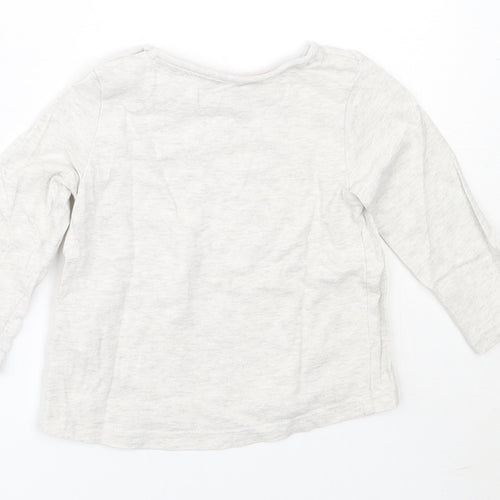 F&F Girls Grey  Cotton Basic T-Shirt Size 6-9 Months Round Neck