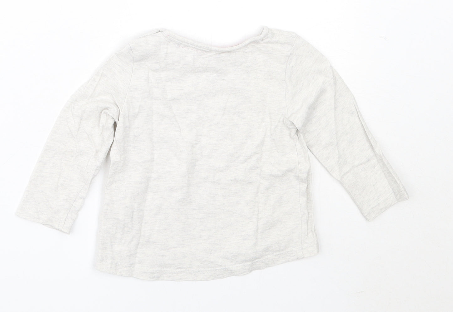 F&F Girls Grey  Cotton Basic T-Shirt Size 6-9 Months Round Neck