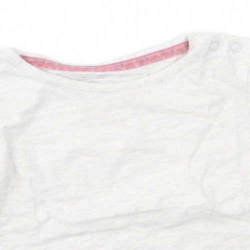 F&F Girls Grey  Cotton Basic T-Shirt Size 6-9 Months Round Neck