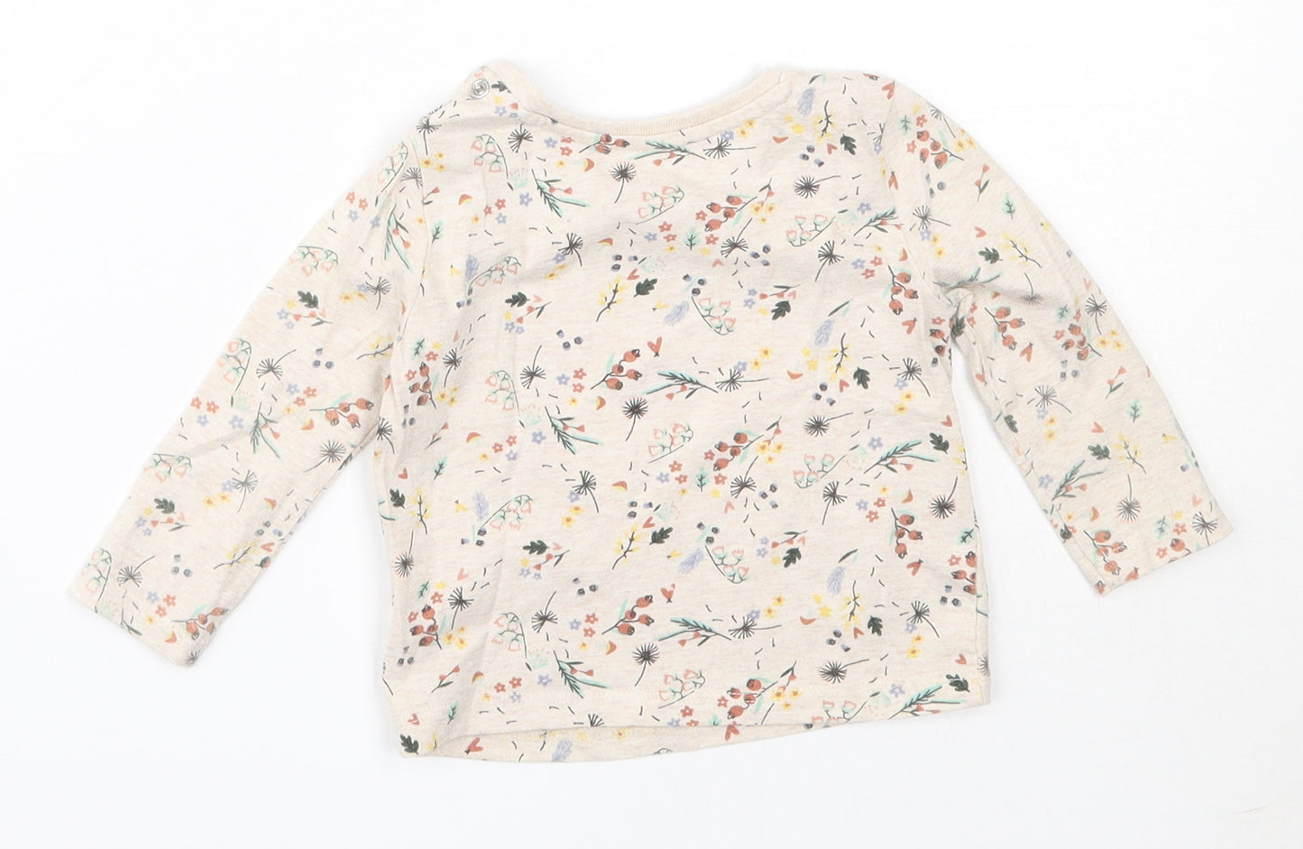 Primark Girls Beige  Cotton Basic T-Shirt Size 6-9 Months Round Neck