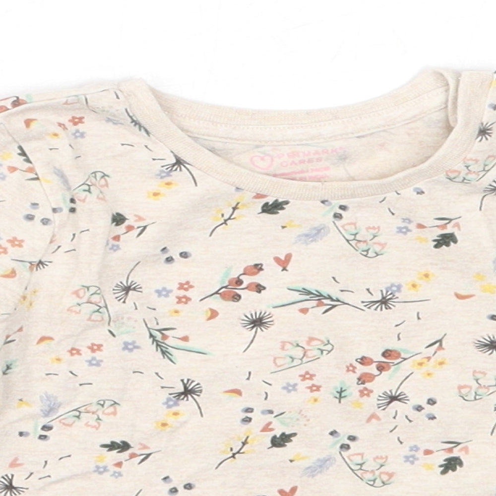 Primark Girls Beige  Cotton Basic T-Shirt Size 6-9 Months Round Neck