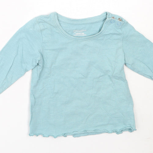 Primark Girls Blue  Cotton Basic T-Shirt Size 6-9 Months Round Neck