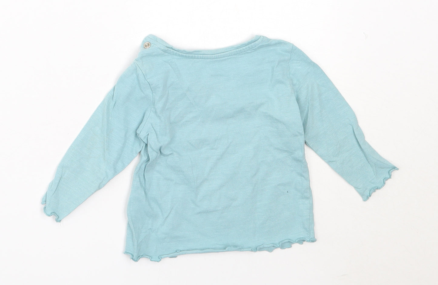 Primark Girls Blue  Cotton Basic T-Shirt Size 6-9 Months Round Neck