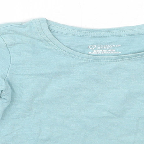 Primark Girls Blue  Cotton Basic T-Shirt Size 6-9 Months Round Neck