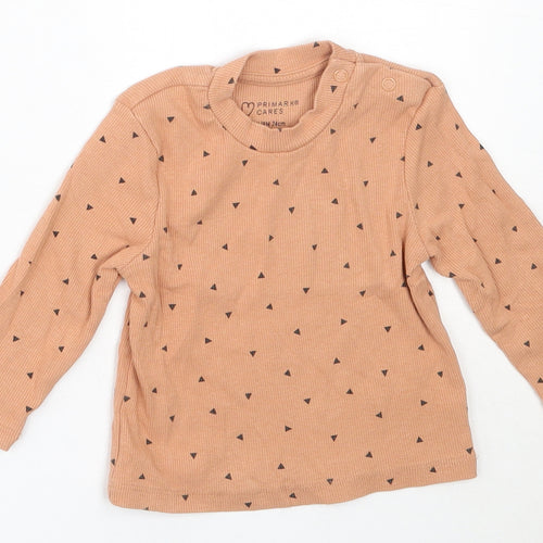 Primark Girls Beige  Cotton Basic T-Shirt Size 6-9 Months Round Neck