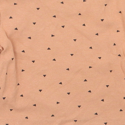 Primark Girls Beige  Cotton Basic T-Shirt Size 6-9 Months Round Neck