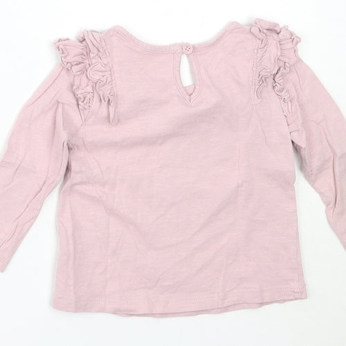 Primark Girls Pink  Cotton Basic T-Shirt Size 6-9 Months Round Neck