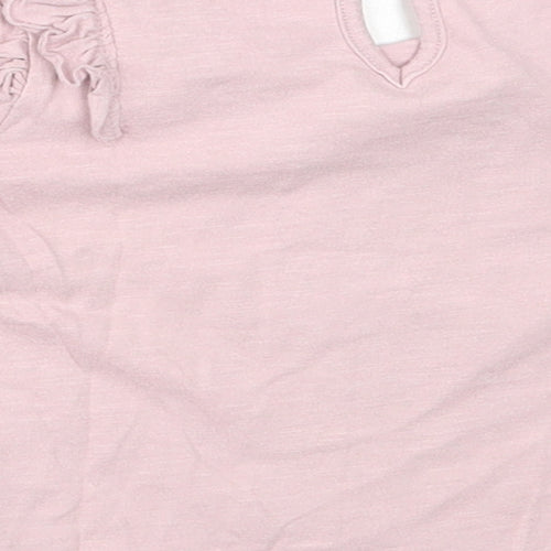 Primark Girls Pink  Cotton Basic T-Shirt Size 6-9 Months Round Neck