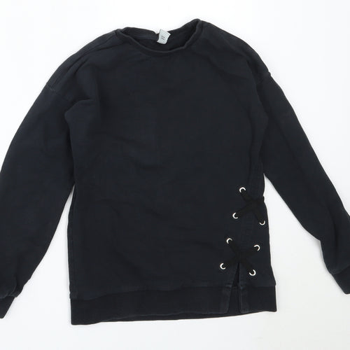 TU Girls Black  Cotton Pullover Sweatshirt Size 10 Years