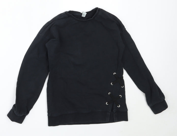 TU Girls Black  Cotton Pullover Sweatshirt Size 10 Years