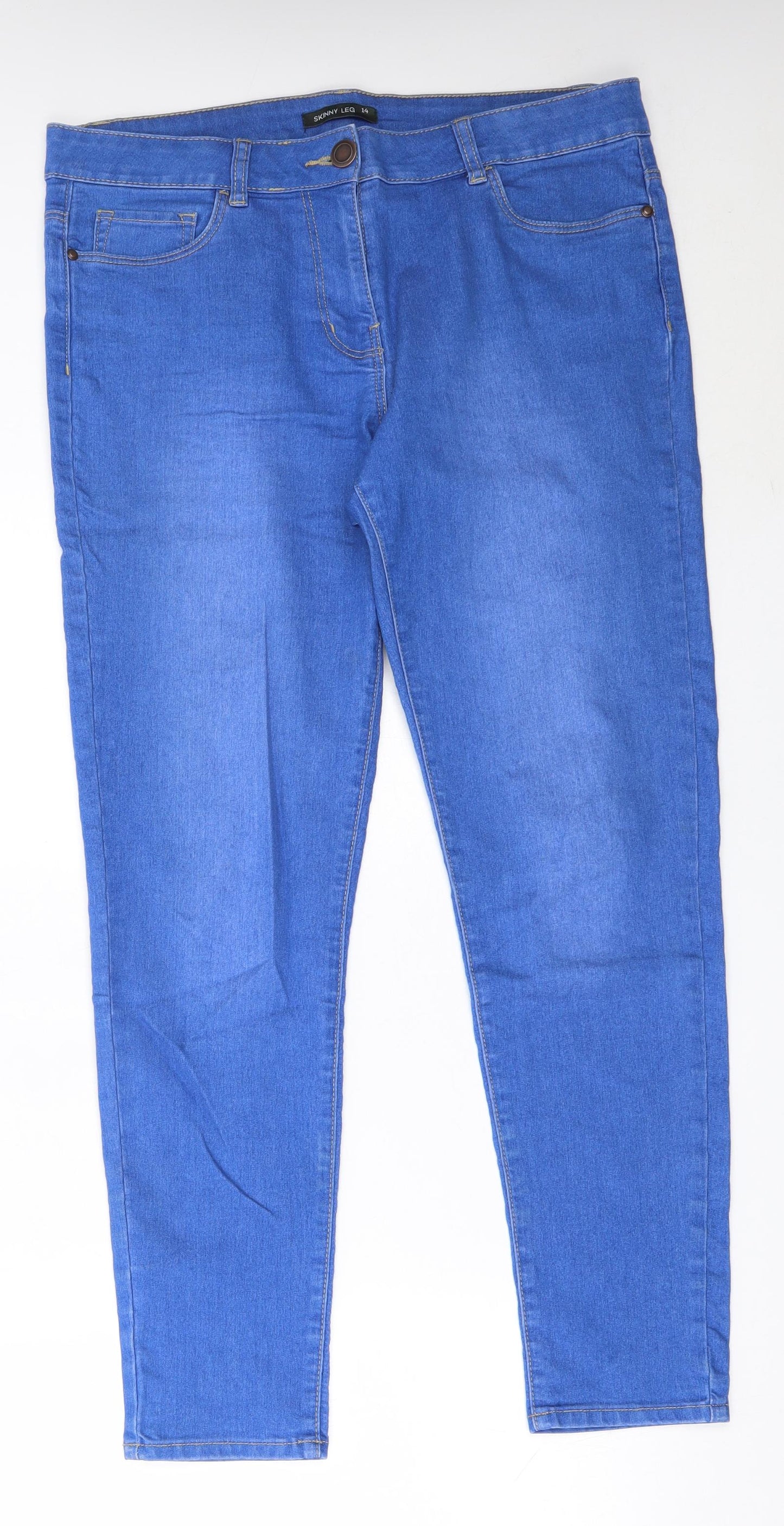 Bonmarché Womens Blue  Cotton Skinny Jeans Size 14 L29 in Regular
