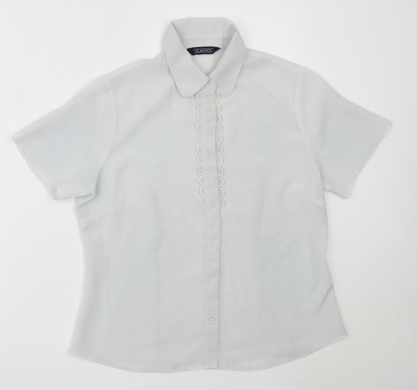 BHS Womens Grey  Polyester Basic Button-Up Size 12 Collared