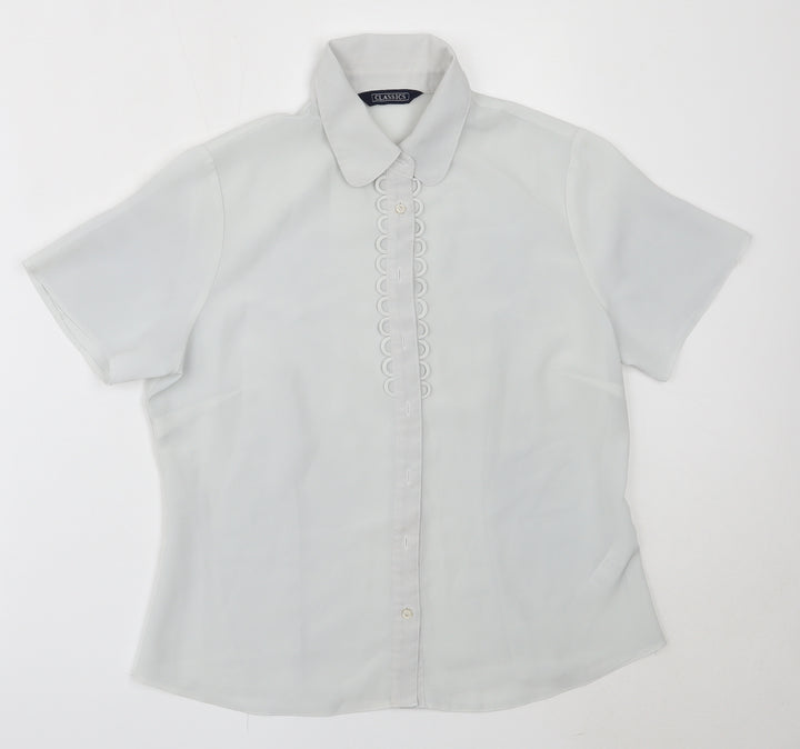 BHS Womens Grey  Polyester Basic Button-Up Size 12 Collared