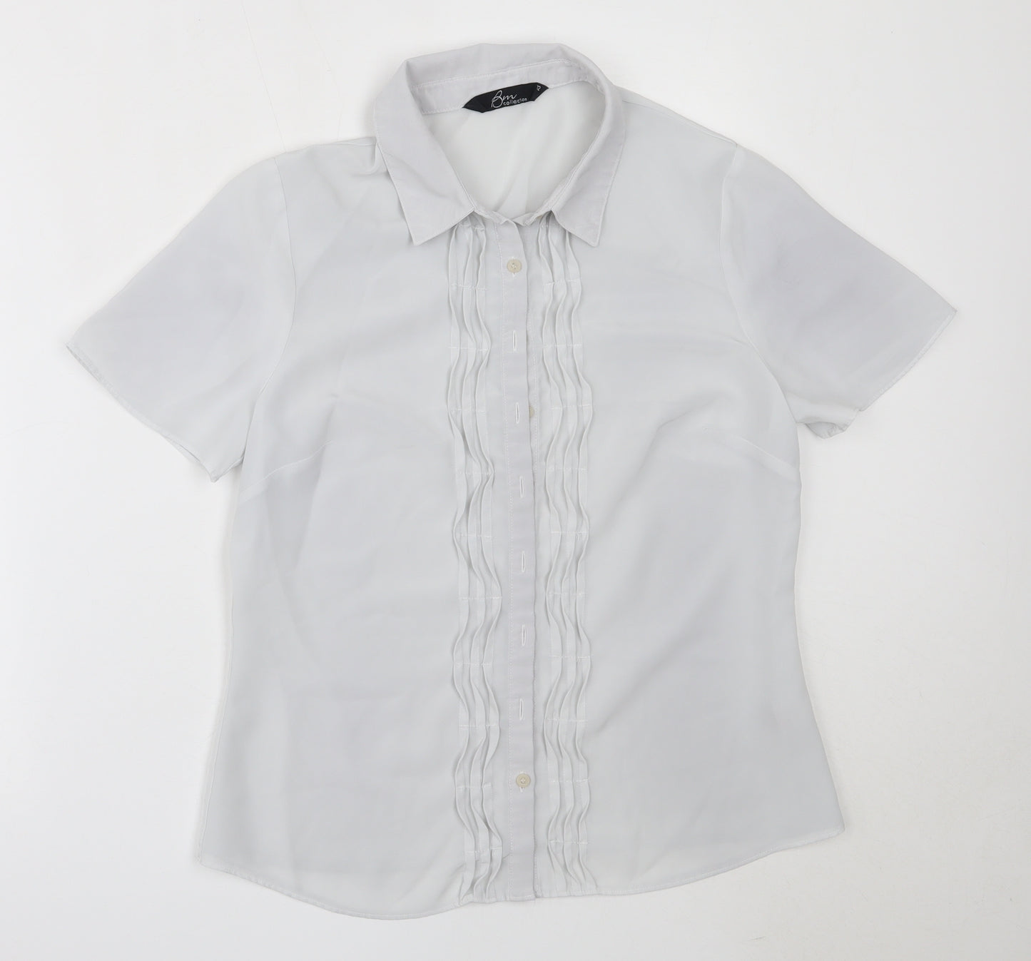 BM Collection Womens Grey  Polyester Basic Button-Up Size 12 Collared