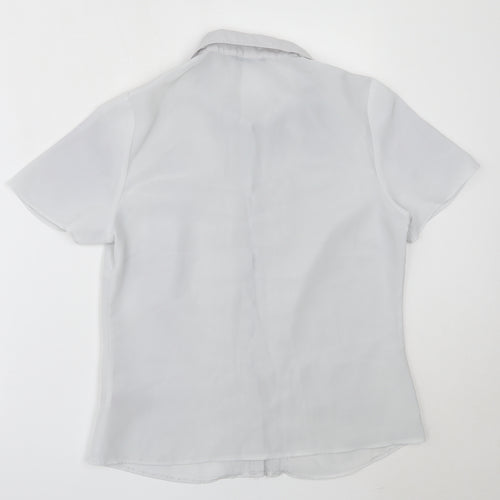 BM Collection Womens Grey  Polyester Basic Button-Up Size 12 Collared