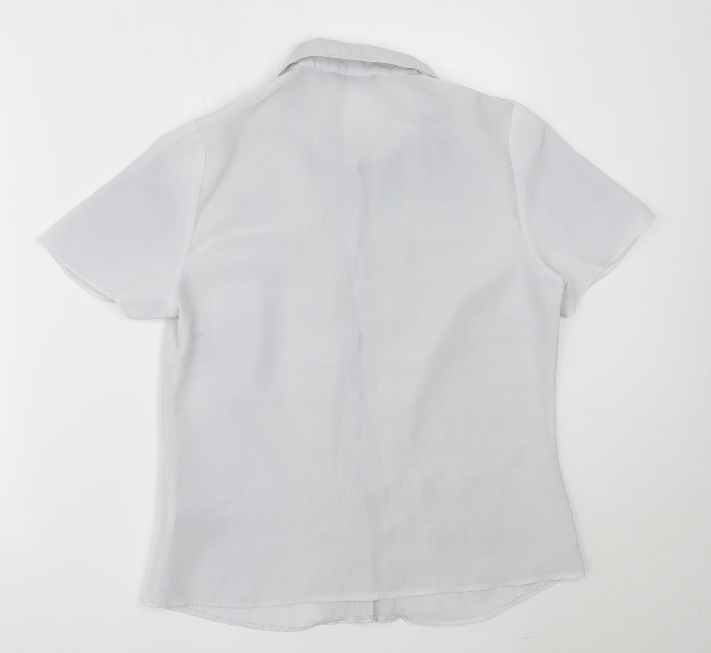 BM Collection Womens Grey  Polyester Basic Button-Up Size 12 Collared