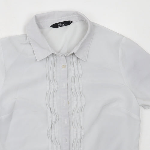 BM Collection Womens Grey  Polyester Basic Button-Up Size 12 Collared