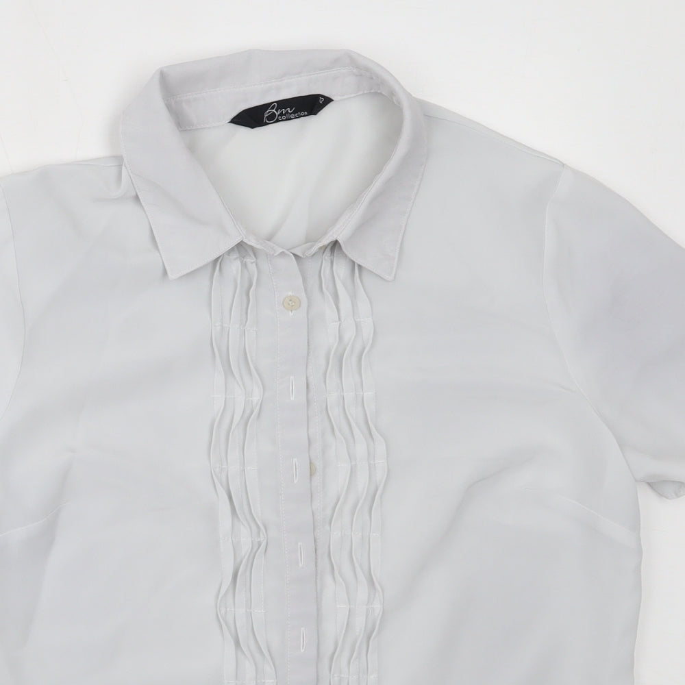 BM Collection Womens Grey  Polyester Basic Button-Up Size 12 Collared