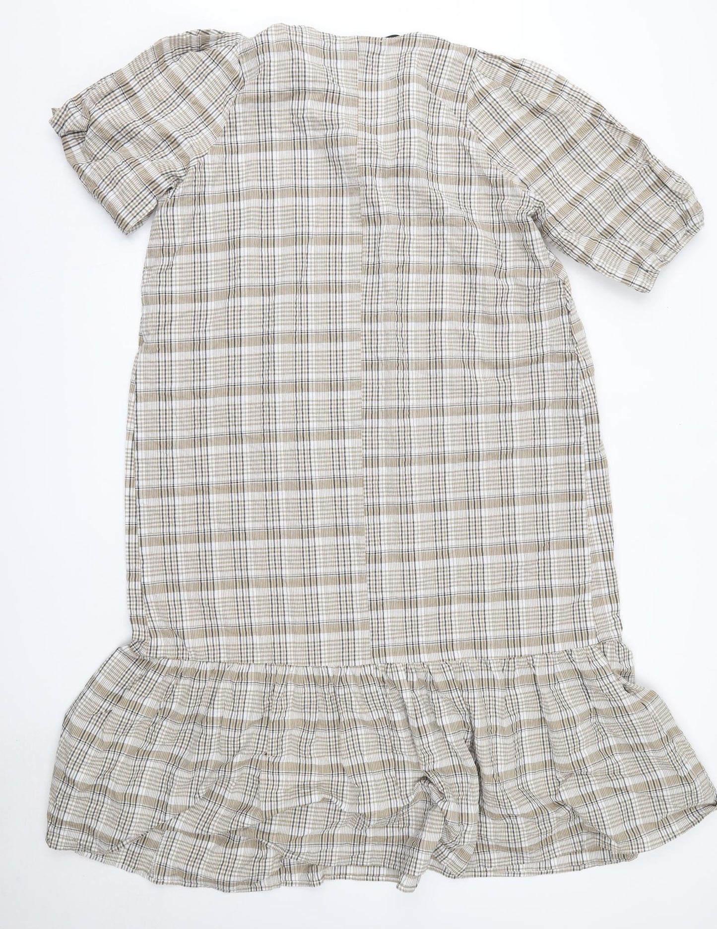 Primark Womens Beige Check Cotton Shift  Size 20  V-Neck