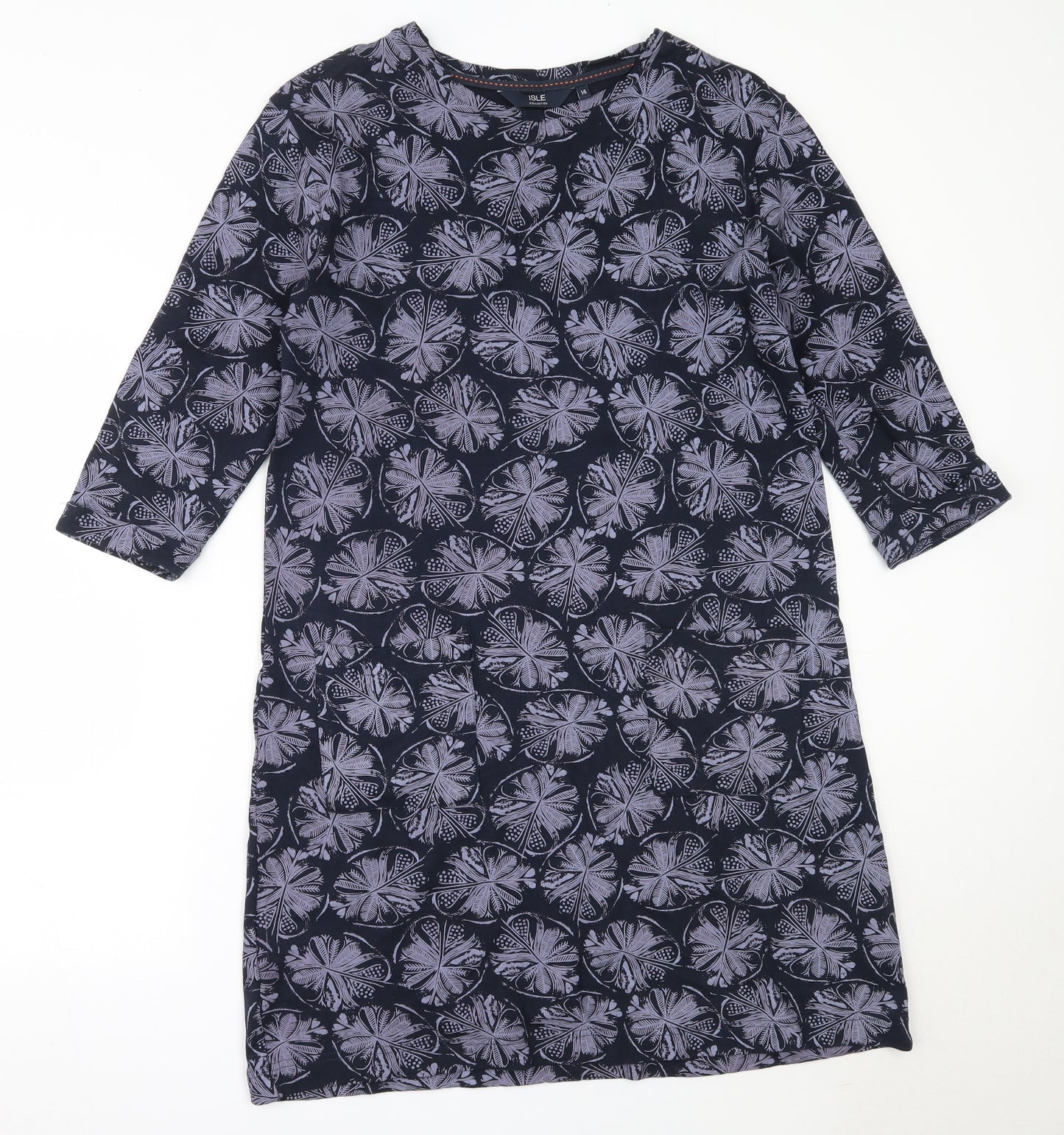 EWM Womens Blue  Cotton Shift  Size 14  Round Neck