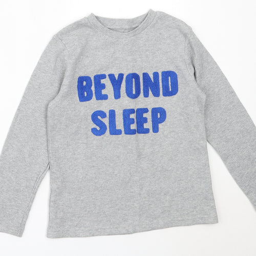 NEXT Boys Grey  Cotton Basic T-Shirt Size 7-8 Years Round Neck