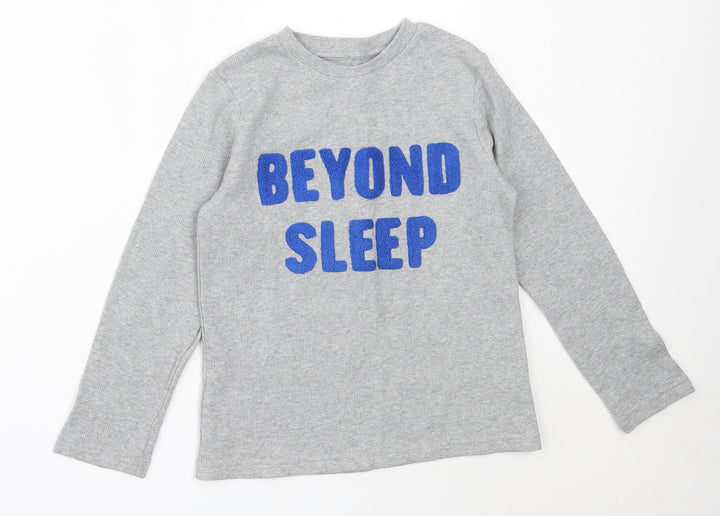 NEXT Boys Grey Cotton Basic T-Shirt Size 7-8 Years Round Neck