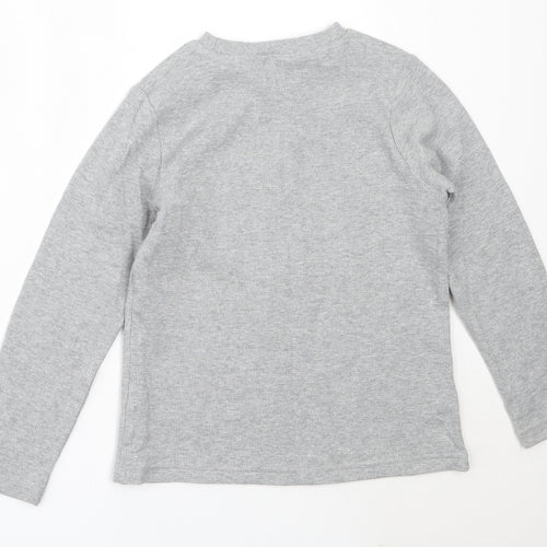 NEXT Boys Grey  Cotton Basic T-Shirt Size 7-8 Years Round Neck