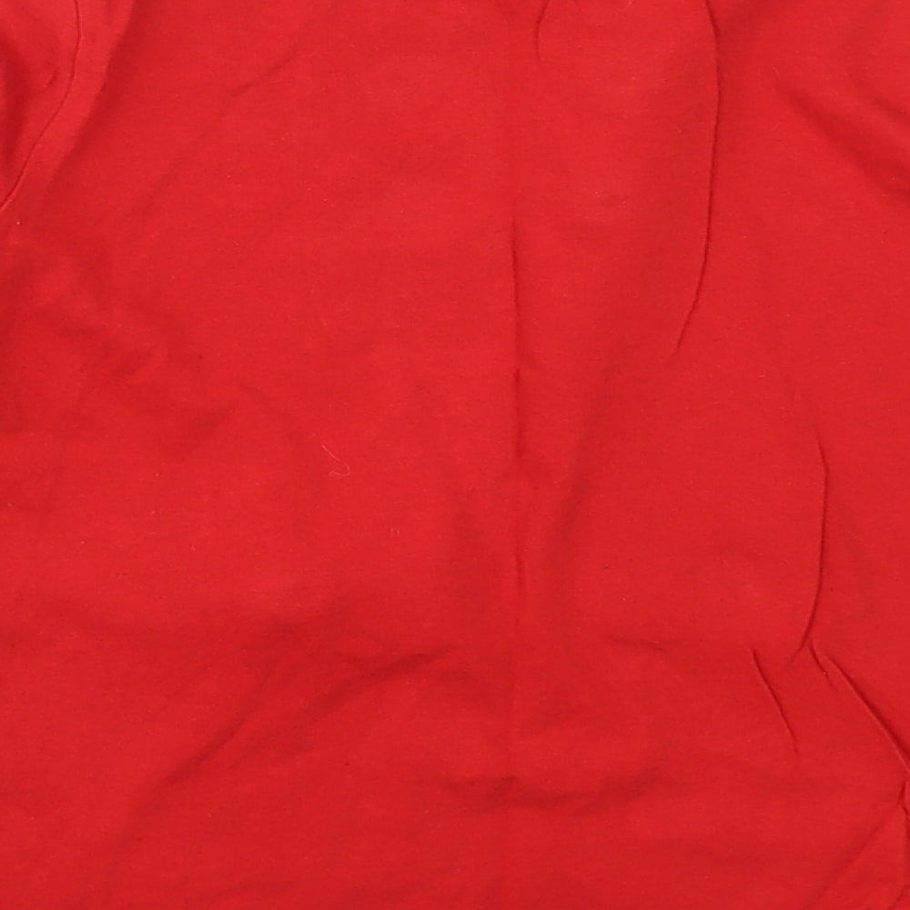Primark Girls Red  Cotton Basic T-Shirt Size 6-7 Years Round Neck  - christmas