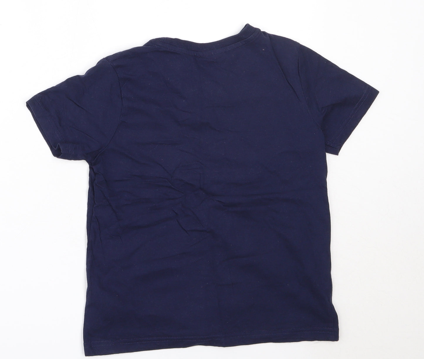 F&F Boys Blue  Cotton Basic T-Shirt Size 6-7 Years Round Neck  - Euro 2020