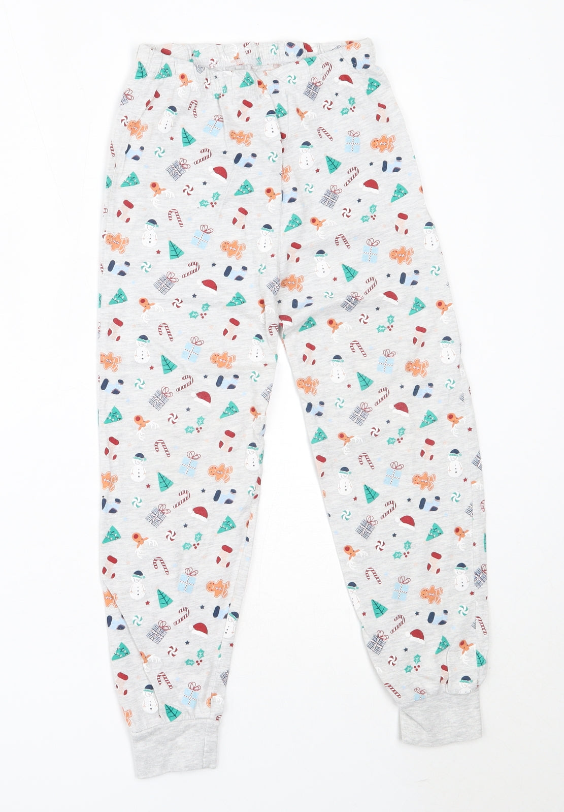 Primark Girls Grey Solid Cotton Capri Pyjama Pants Size 6-7 Years   - christmas