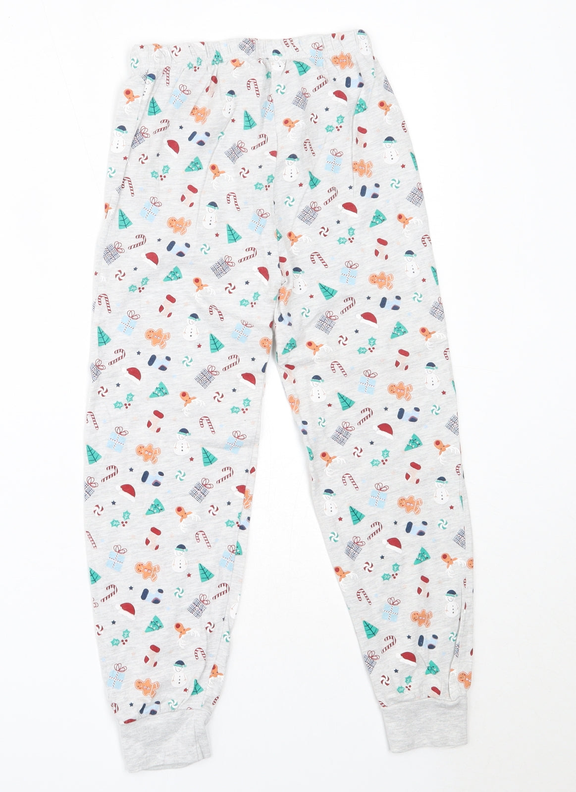Primark Girls Grey Solid Cotton Capri Pyjama Pants Size 6-7 Years   - christmas