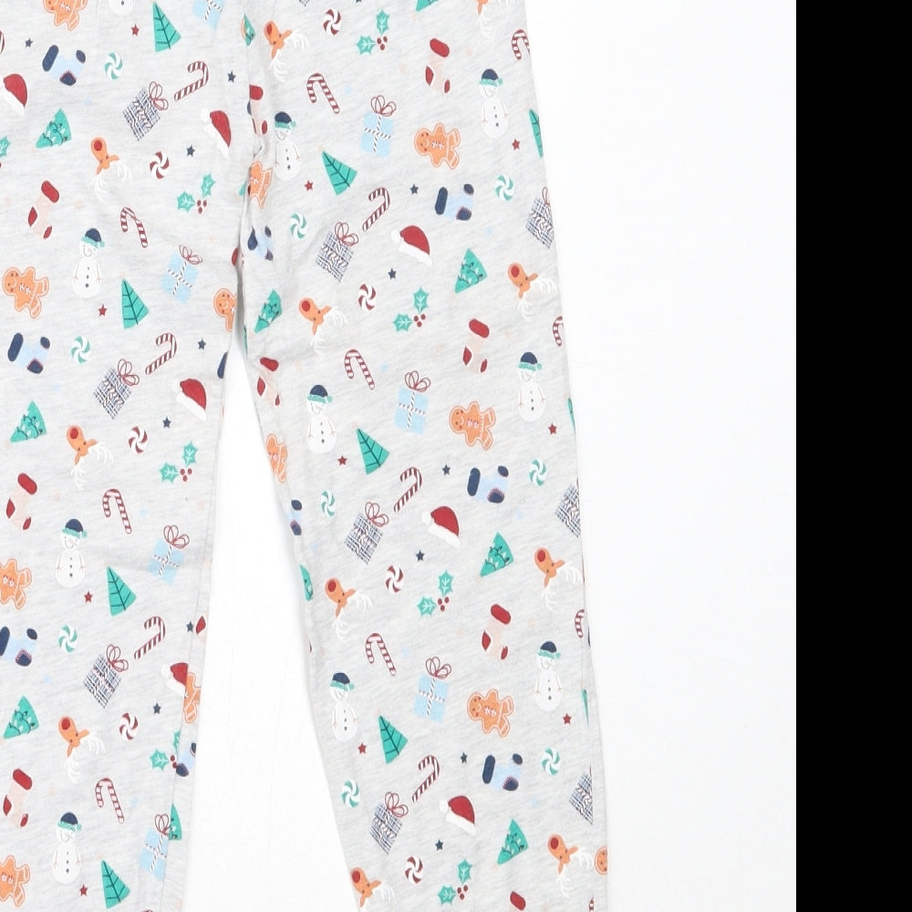 Primark Girls Grey Solid Cotton Capri Pyjama Pants Size 6-7 Years   - christmas