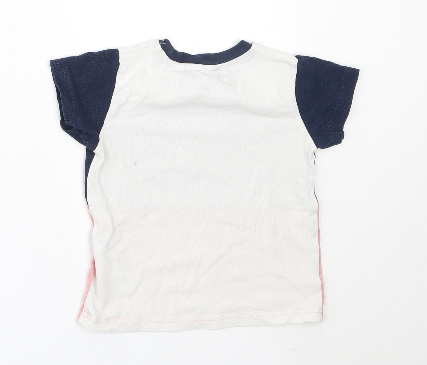NEXT Boys Blue Colourblock Cotton Basic T-Shirt Size 12-18 Months Round Neck